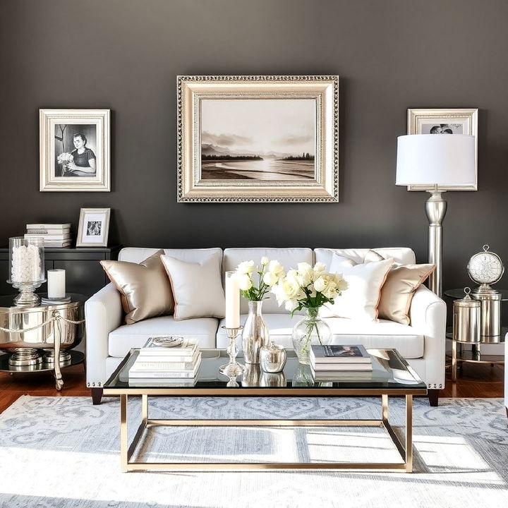 silver accents for living room