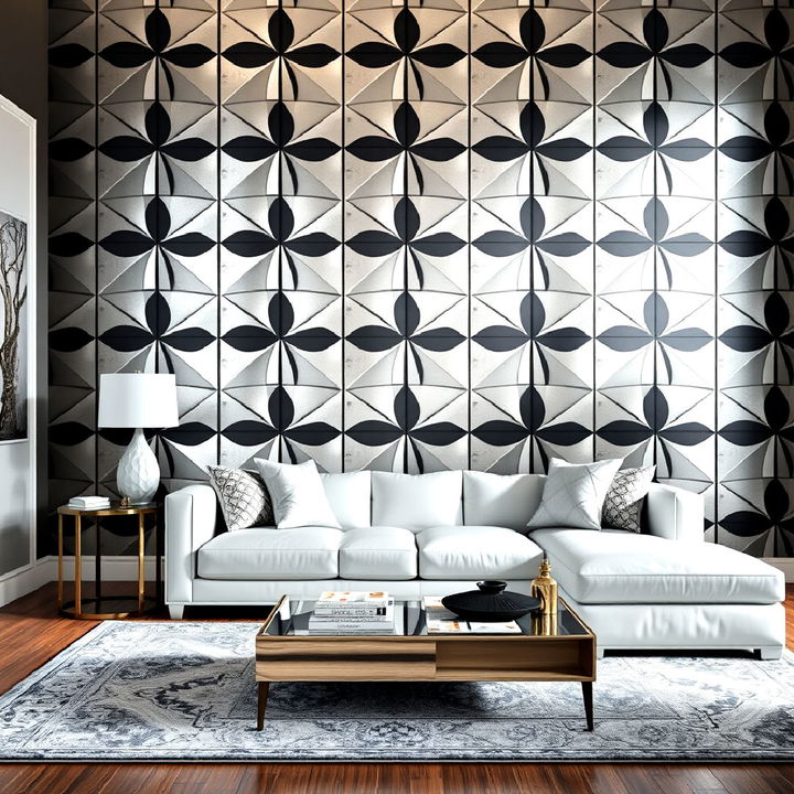 silver geometric pattern for living room