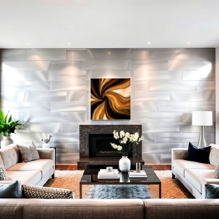 silver wall panels for living room