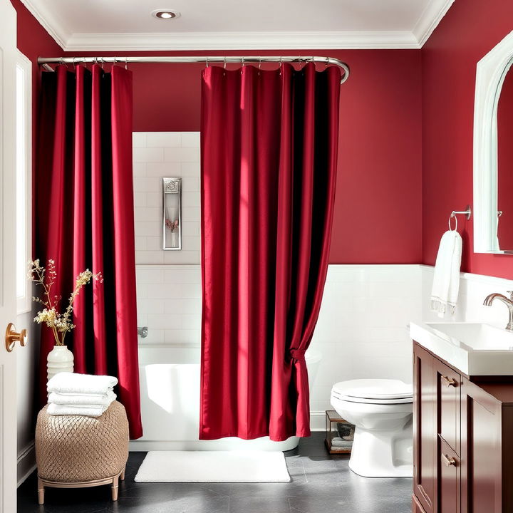 simple burgundy shower curtain