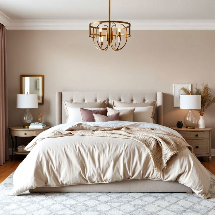 simple taupe colored bedding