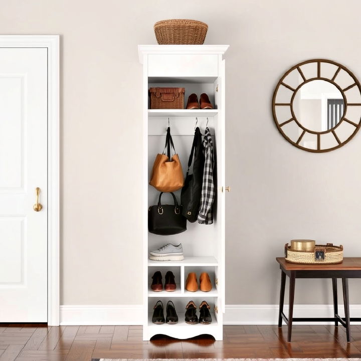 skinny cabinet to keep entryway orderly