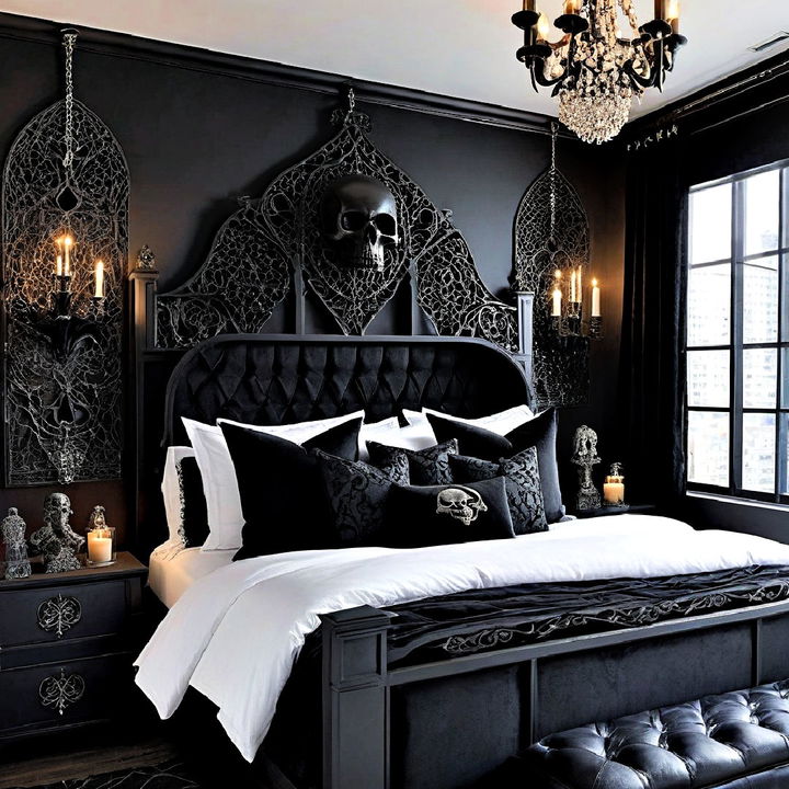 skull decor bedroom for a mysterious edge