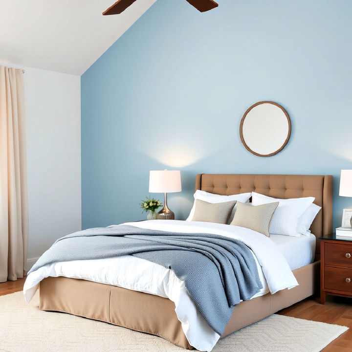 sky blue accent wall bedroom