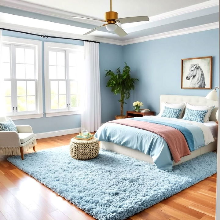 sky blue area rug for the bedroom