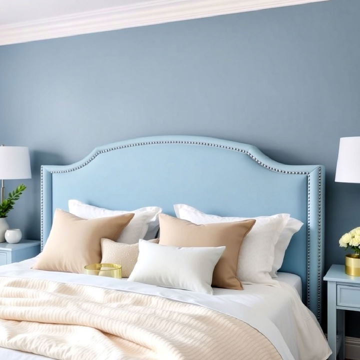 sky blue upholstered headboard