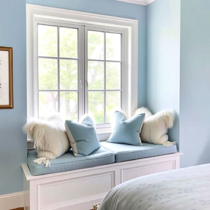 sky blue window seat cushions