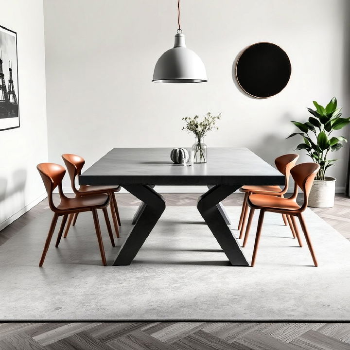 sleek and minimalist concrete dining table