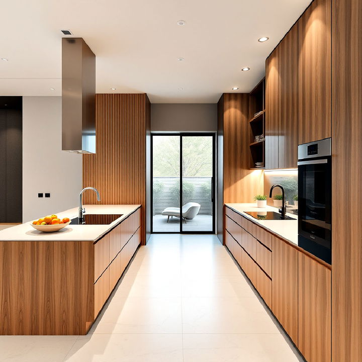 sleek and minimalist parallel kitchen