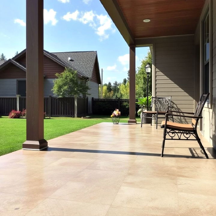 sleek and modern concrete porch flooring