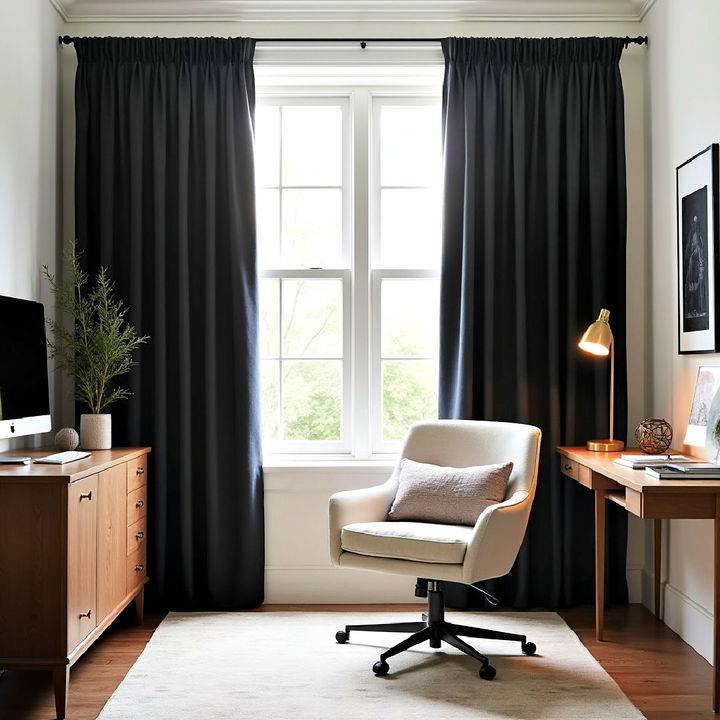 sleek blackout curtains for home office