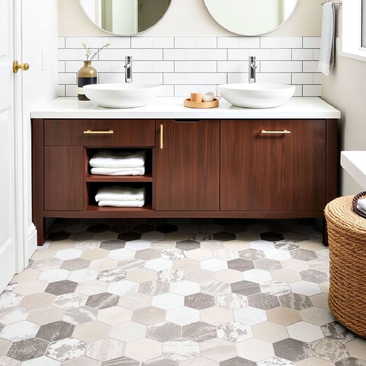 sleek hexagons bathroom tile