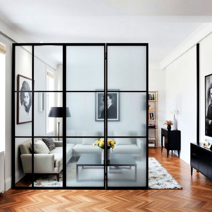 sleek room dividers for small apartment