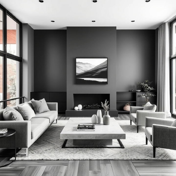 sleek slate gray living room idea