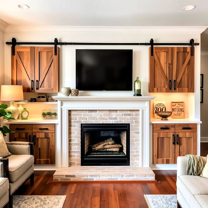 sliding barn door cabinets built in