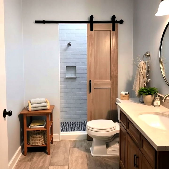 sliding barn door for small bathroom partition