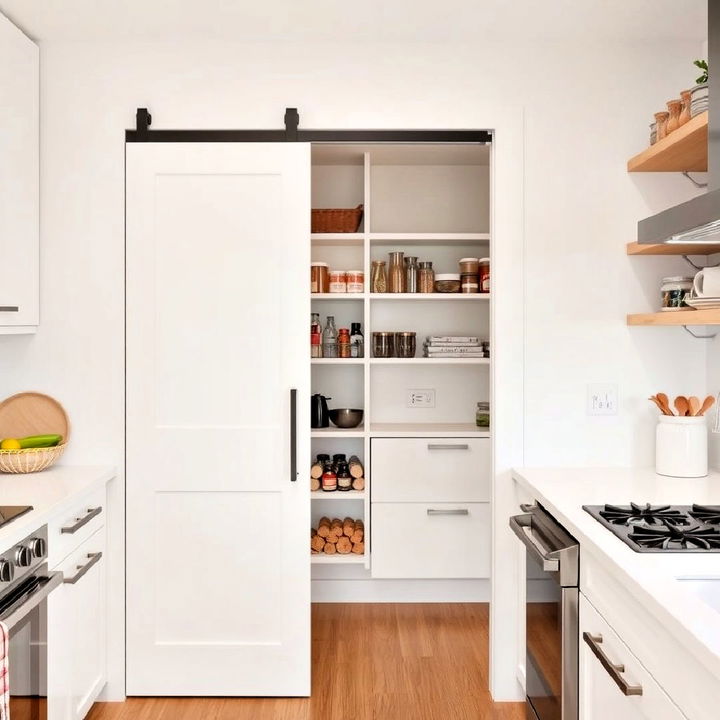 sliding pantry doors for small townhouse kitchen