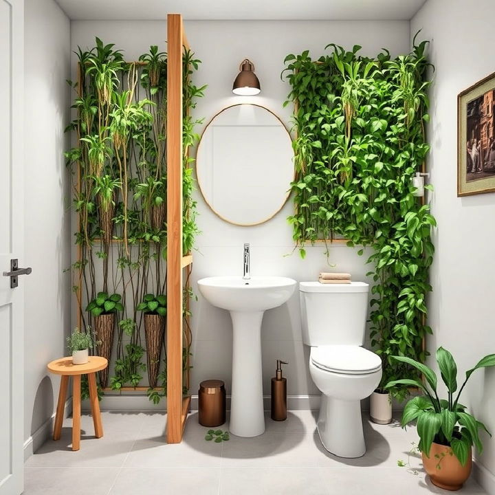 small bathroom vertical plant wall