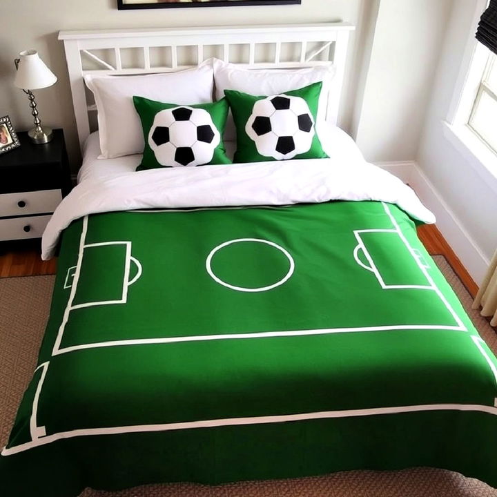 soccer field bedspread design