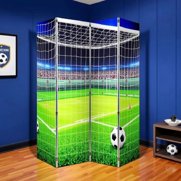 soccer themed goal net room divider