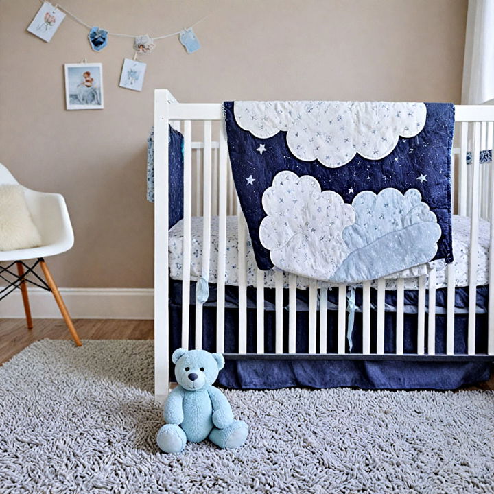 soft and cozy cloud print crib bedding