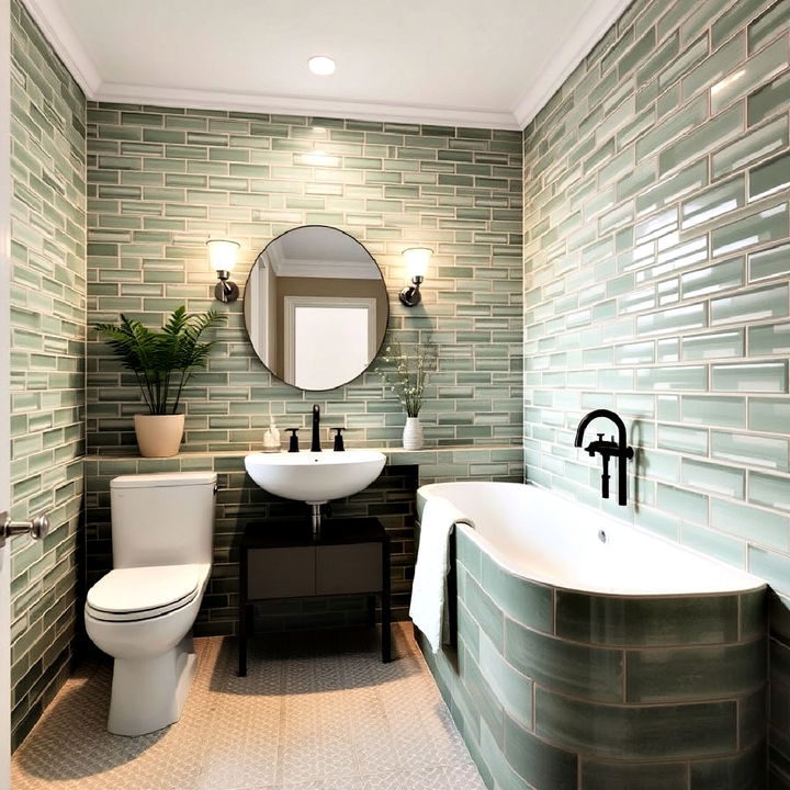 soft fern green tiles for a spa like bathroom