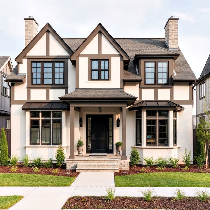 soft neutral palette tudor exterior for a fresh look