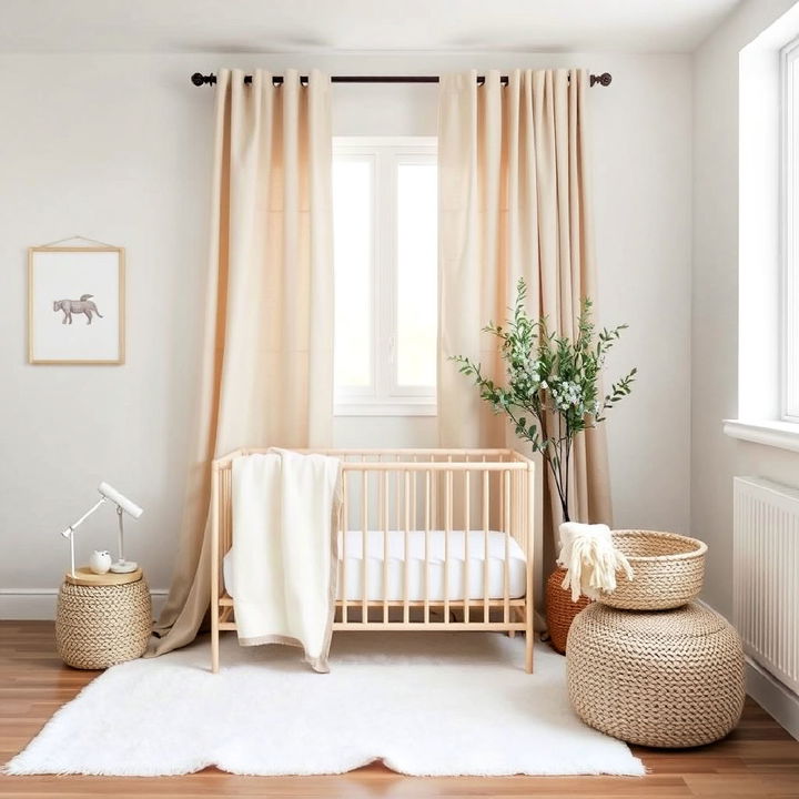 soft neutral textiles for minimalist nursery