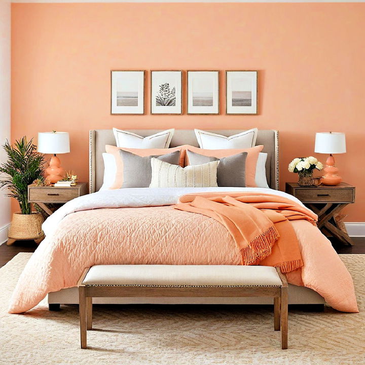 soft peach walls for a serene atmosphere bedroom