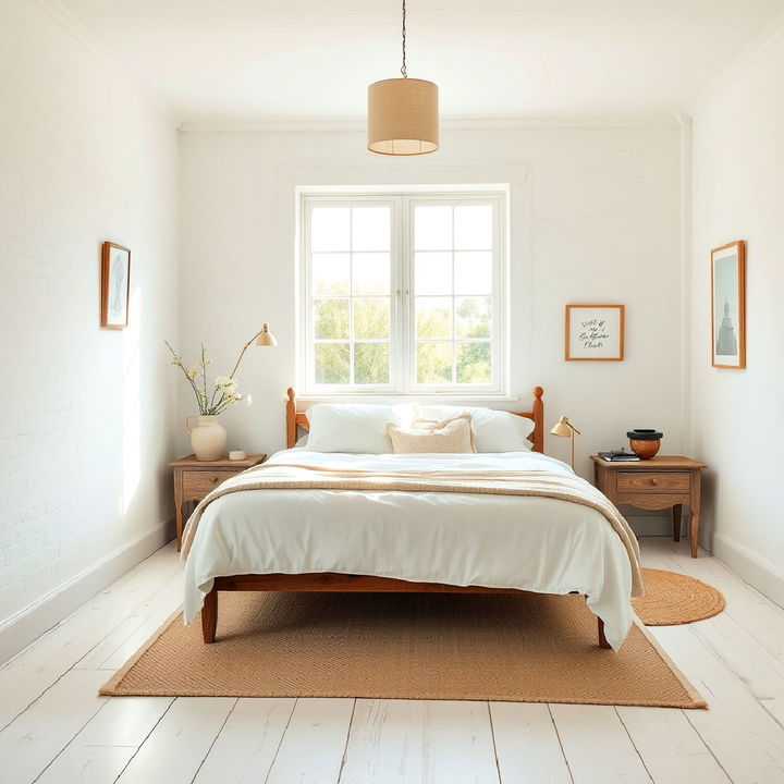 soft white limewash to brightens up the bedroom