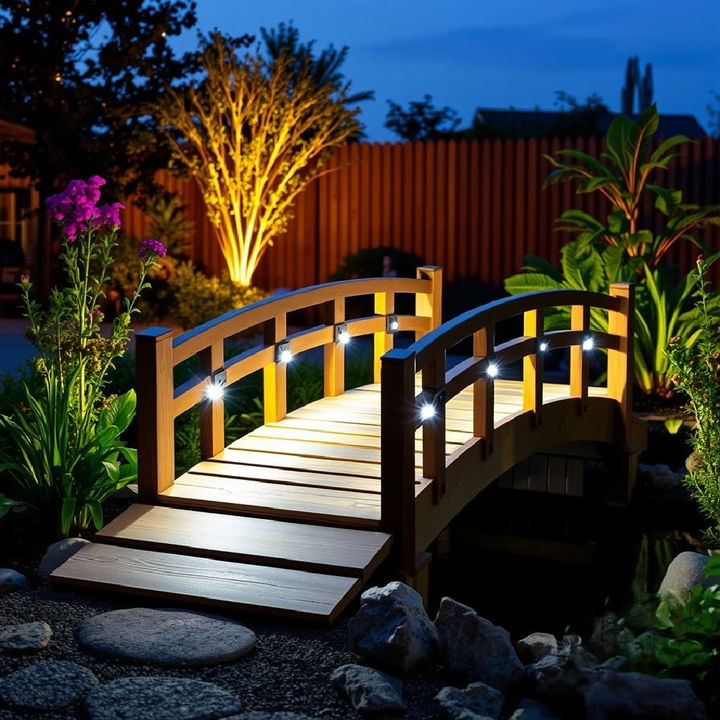 solar lit garden bridge idea