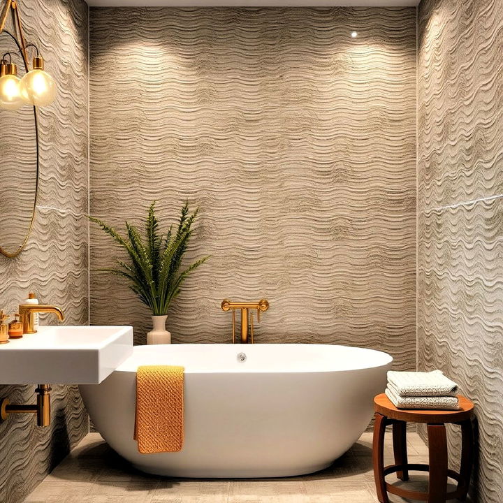 soothing textured wall tiles bathroom design