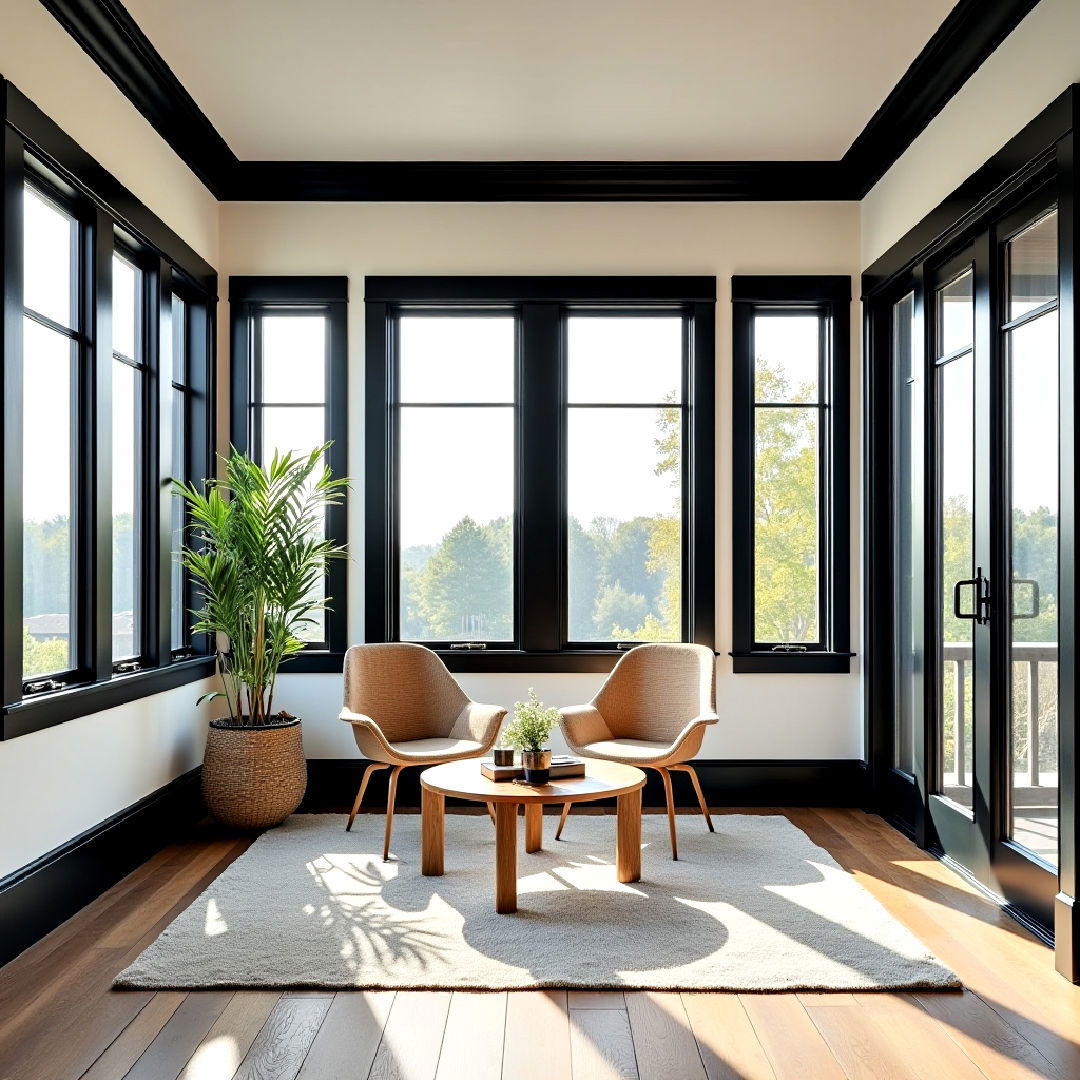 sophisticated black trim for sunroom