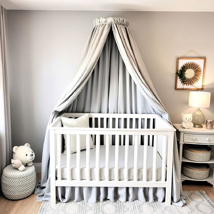 sophisticated grey crib canopy