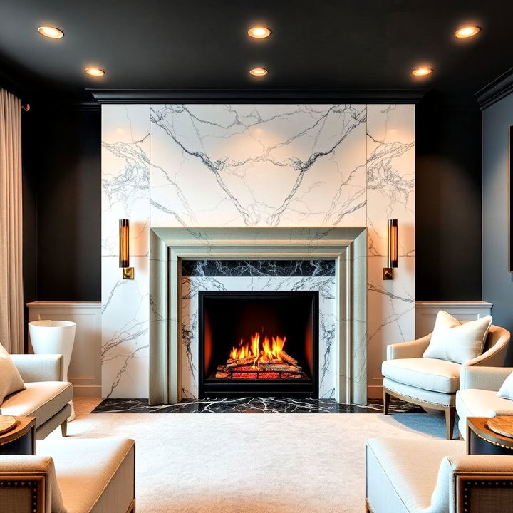 sophisticated marble fireplace surround