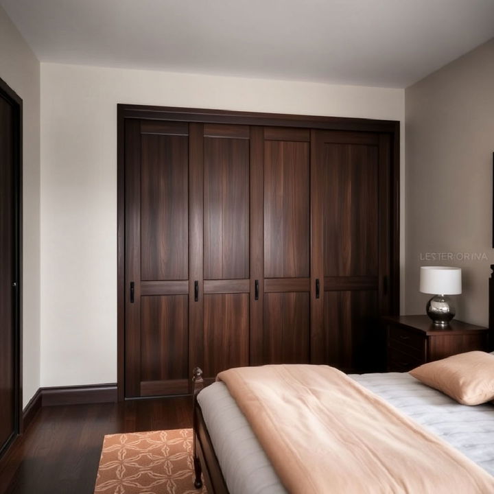 space saving dark wood wardrobe with sliding doors