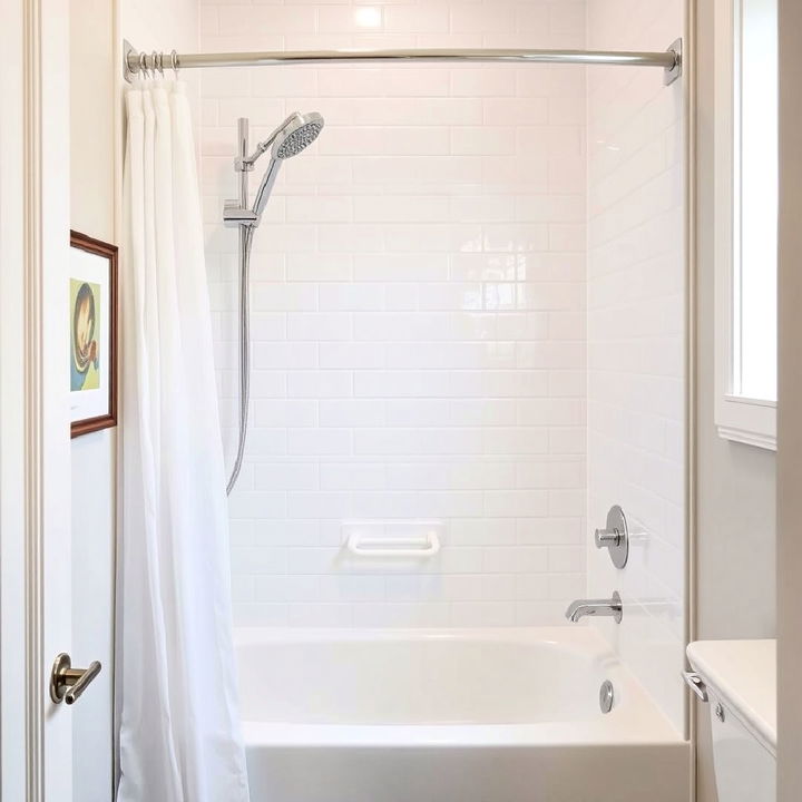 space saving tub with corner shower head