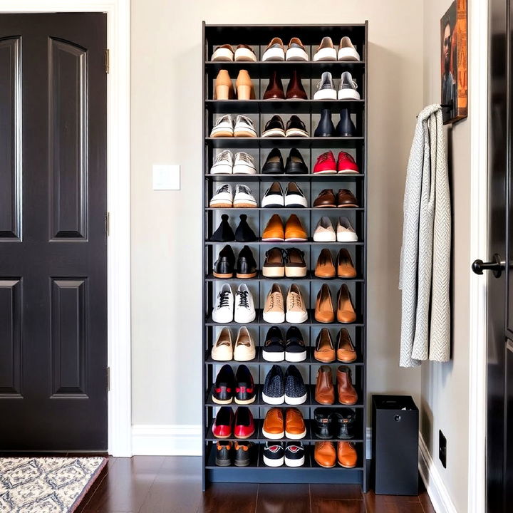 space saving vertical shoe storage