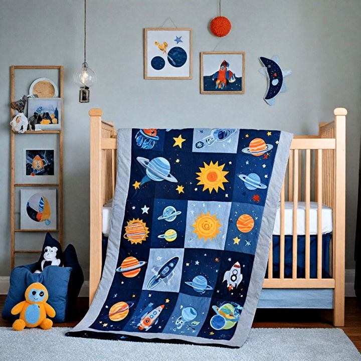 space themed cozy crib bedding