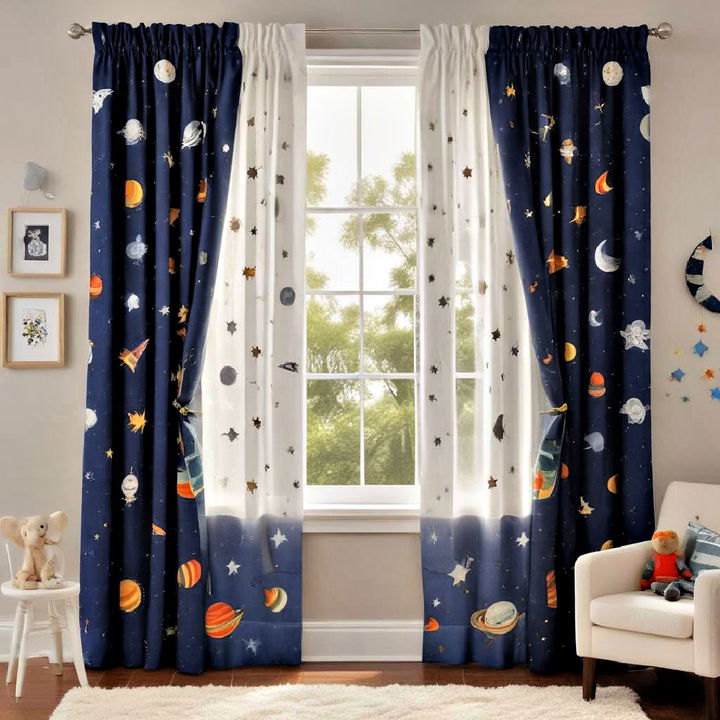 space themed nursery window curtains