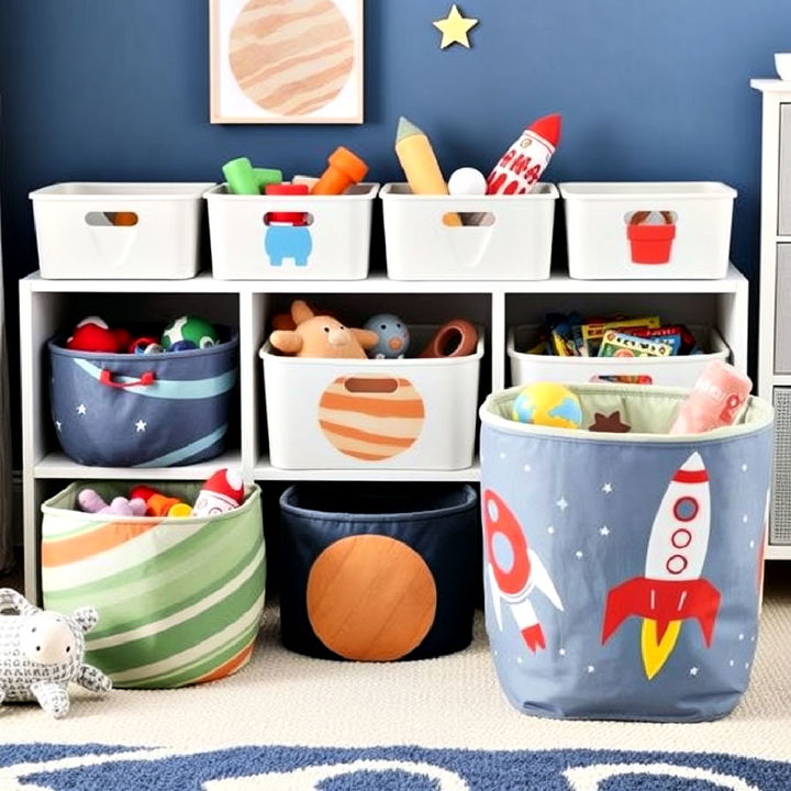 space themed toy storage bins