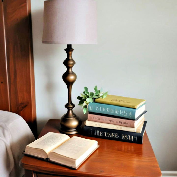 stack of books for nightstand decor