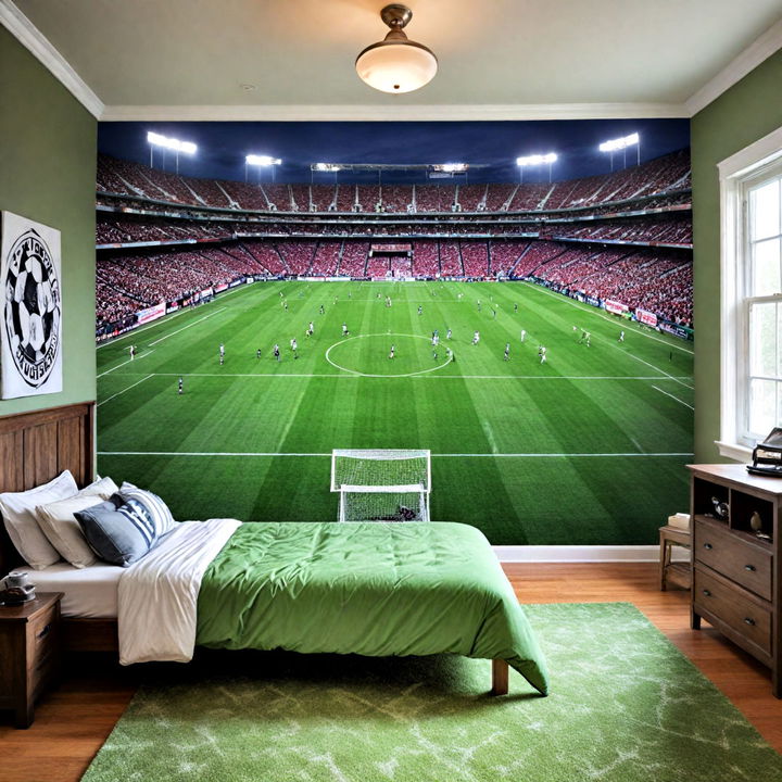 stadium mural accent wall for bedroom