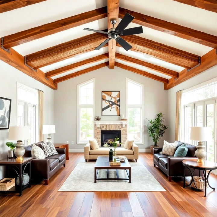 stained beams to match flooring