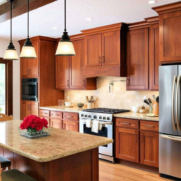 stained maple kitchen cabinets