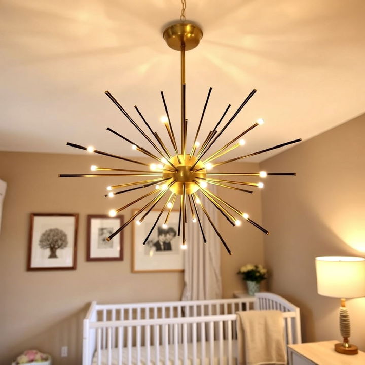 starburst light fixture for mid century modern nursery