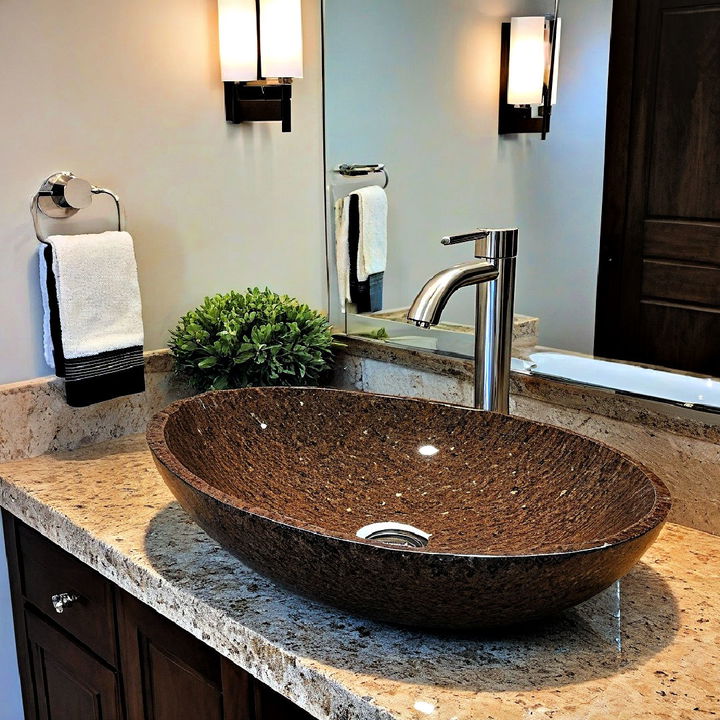 statement brown granite sink design