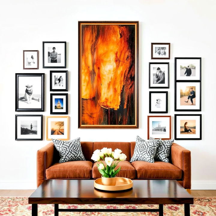  gallery wall with a  statement central piece