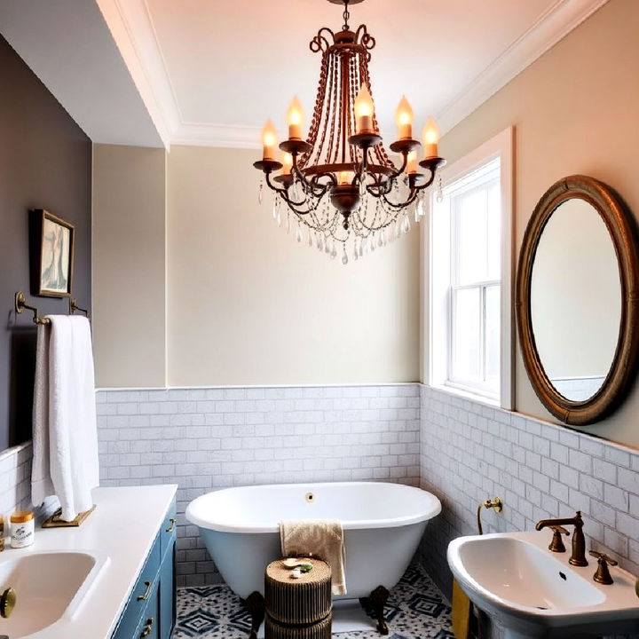 statement lighting fixtures for quirky bathroom