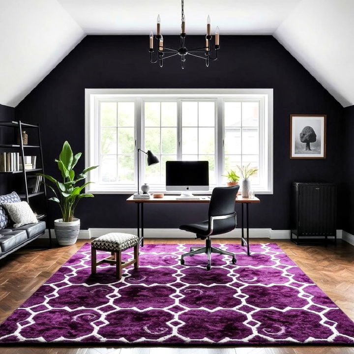 statement rug in dark shade for home office